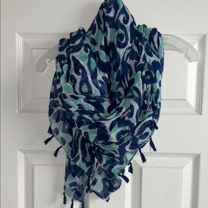 Blue and Green Patterned Scarf